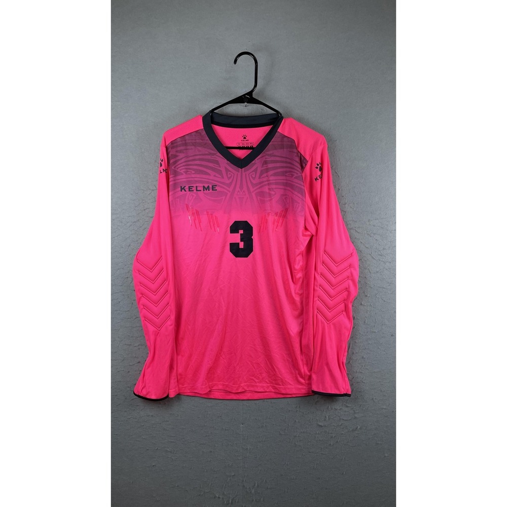 KELME Shirt Mens Medium Pink Soccer‎ Goalkeeper Jersey Long Sleeve #3 Top